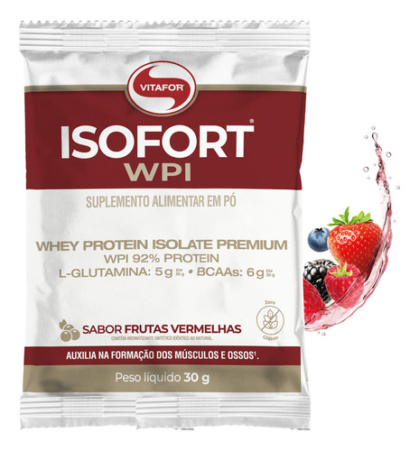 Isofort Sachê Unitário 30g Whey Frutas Vermelhas Vitafor