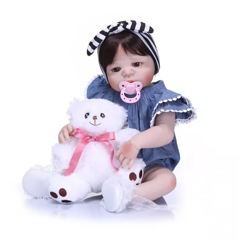 Bebê Boneca Reborn Realista Corpo Todo Silicone Pode Molhar Menina Maria 55  cm em Promoção é no Bondfaro