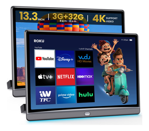 Monitor De Tv De Coche Multifuncion 4k Android 11.0 De 13.3 