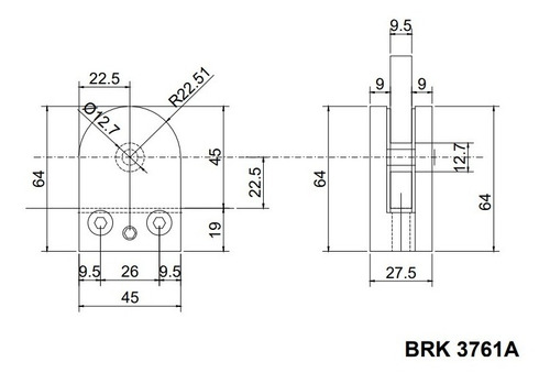 Conector / Grapa Para Barandal Base Plana Bruken3761a