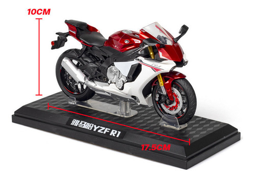 Auto/Camioneta a escala Genérica Moto Yamaha Yzf R1 Miniatura 1:12 Con Base, Llavero, Casco 1:12 color rojo