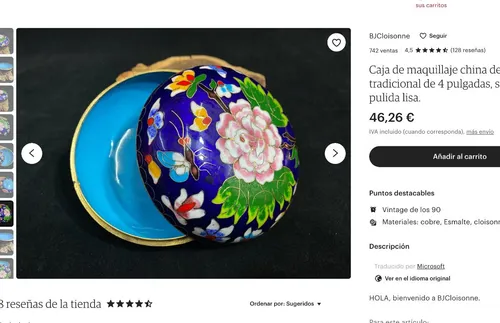 Caja Tecnica Cloisonne Oriental Lote X2 Antigua Año 1904