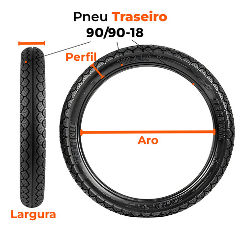 Pneu Traseiro Yes 125/ Gsr 150 90-90-18 Tiger Technic