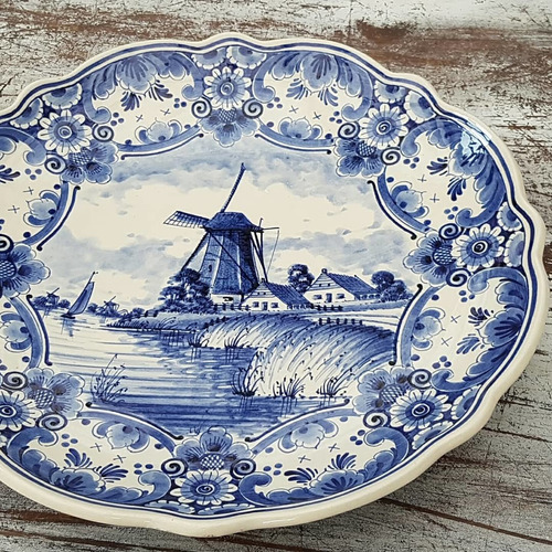 Plato Tortera Porcelana Delft 33 Cm