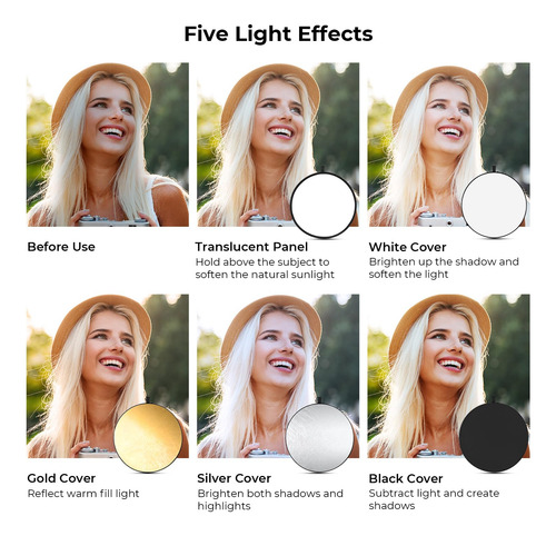 Reflector De Luz K&f Concept 5 En 1 De 80 Cm Para Estudio Y