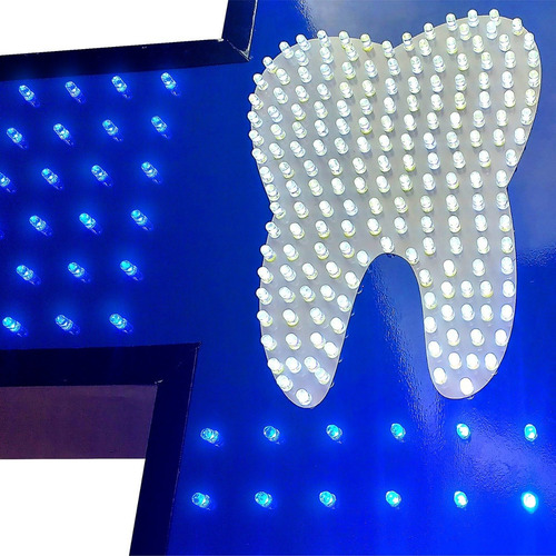 Cartel Cruz Led Odontólogo 60x60, Doble Faz, Multiefectos