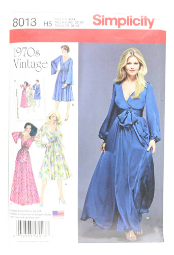 Costura Vintage Moda Año 70 Talla 6-14