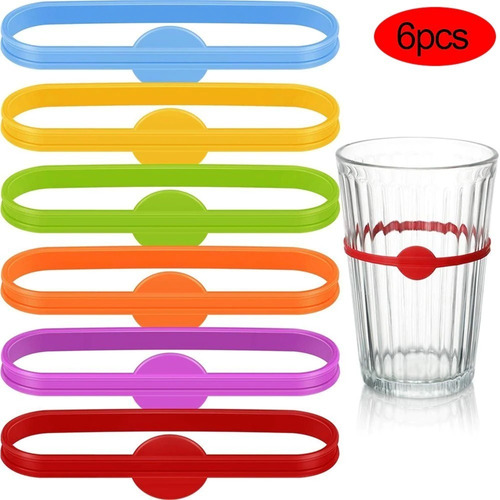 Identificador Marcador De Vasos/copas Silicona Set (6 Uds)