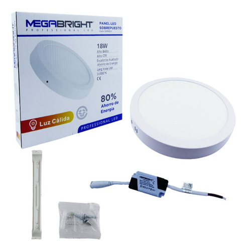 Foco Led Panel 18watt Sobrepuesto Luz Calida 3000k