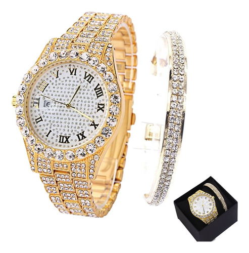 Reloj Impermeable Unisex Hip Hop Diamond Para Hombre Dama