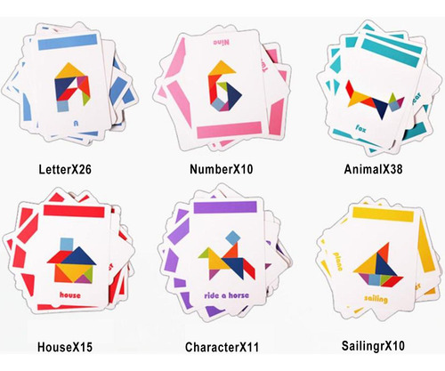 Rompecabezas Tangram De Madera Para 2 Niños, Rompecabezas Mo