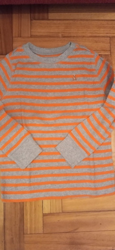 Remera Térmica Rayada Naranja Y Gris Manga Larga Gap. Nueva