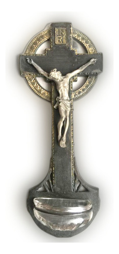 Antiguo Cristo En Cruz, Crucifijo En Metal