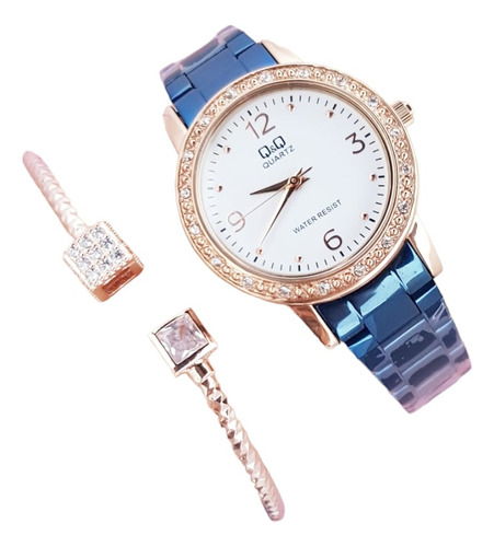 Reloj Q&q Dama  Con Brillantes 