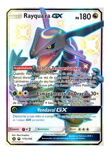 Rayquaza GX SHINY - Carta Pokémon GIGANTE JUMBO - DESTINOS OCULTOS BR