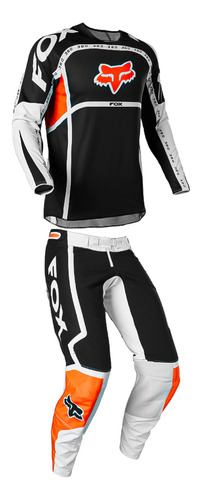 Conjunto Calca E Camisa Fox Racing 360 Dvide Preto Branco 