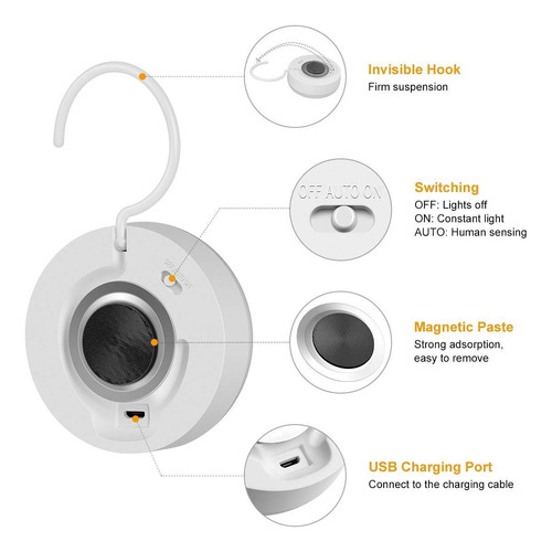 Luz Nocturna Con Sensor De Movimiento, Luz Led Recargable De