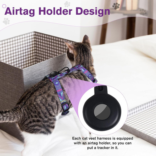 Juego De Arnés Y Correa Para Gatos Con Soporte Para Airtag,