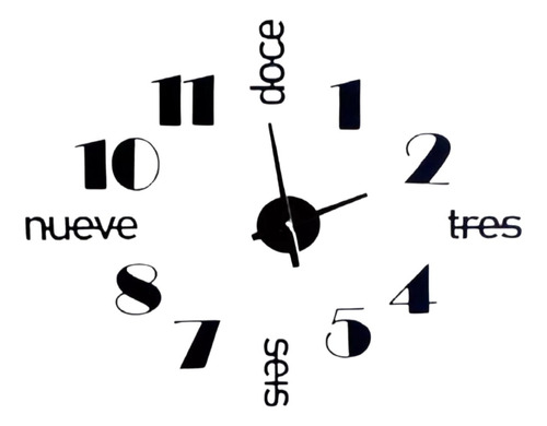 Reloj 3d De Pared Negro/ Madera 6 Mm/ 75x75 Decorahd