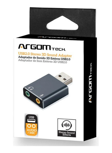 Adaptador Tarjeta De Sonido 3d A Usb 2.0 Tipo Pendrive Argom