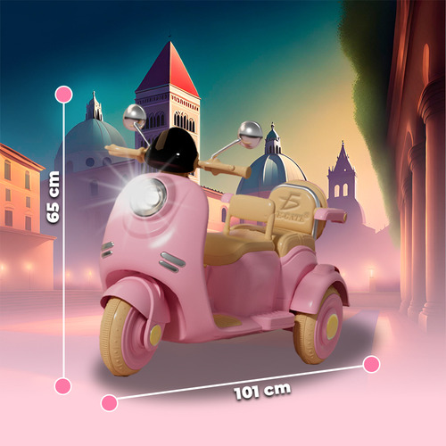 Mini Moto Electrico Recargable Estilo Retro Luces Sonido Bt Color Rosa Ele-Gate JUG.MT08