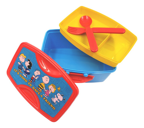 Juego Contenedor Con Cubiertos 3 Compartimientos Lunch Box