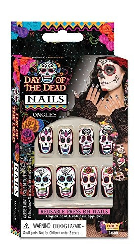 El Día De Muertos Falso Uñas Set.