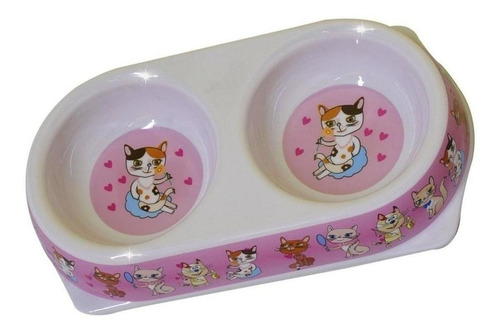 Tazon Comedero Doble De Melamina Para Perros De Razas Toy Color Rosa 10947