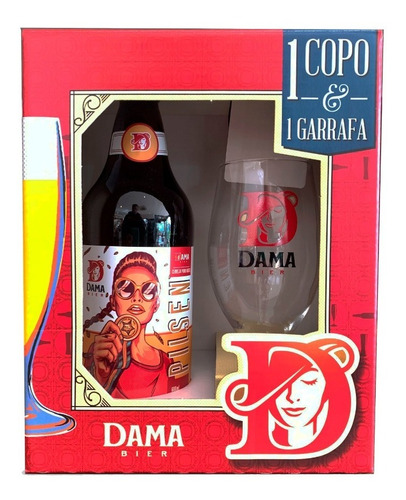 Presente De Namorados Cerveja Pilsen Dama Bier + Copo 340ml