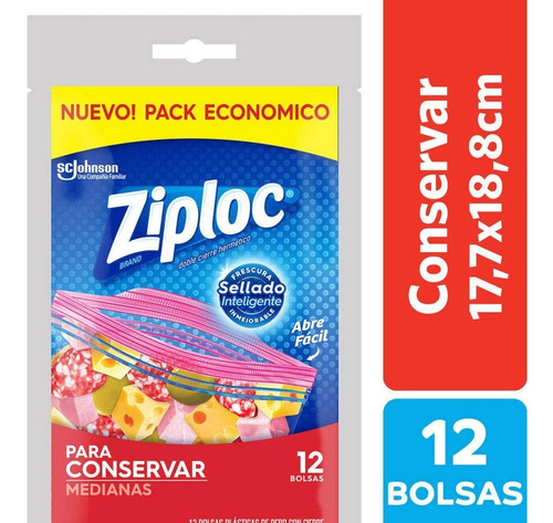 Bolsa Ziploc Conservadora Para Freezer Heladera Mediana X12u