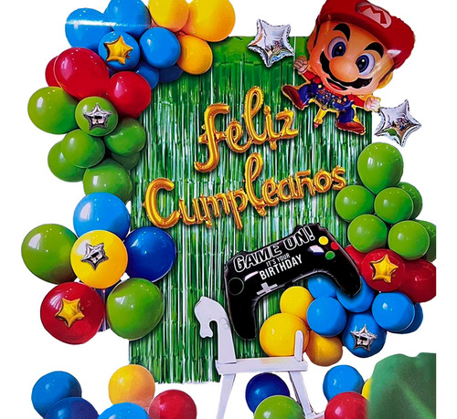 Kit Globos Mario Bros Decoración Feliz Cumpleaños Fiesta 