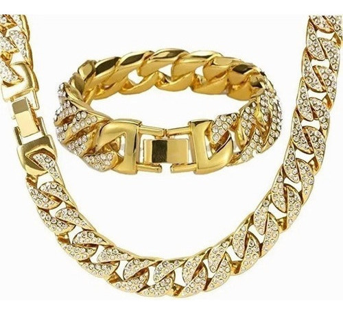 Collar For Man Zirconia Cadena Cubana Diamantada Esclava