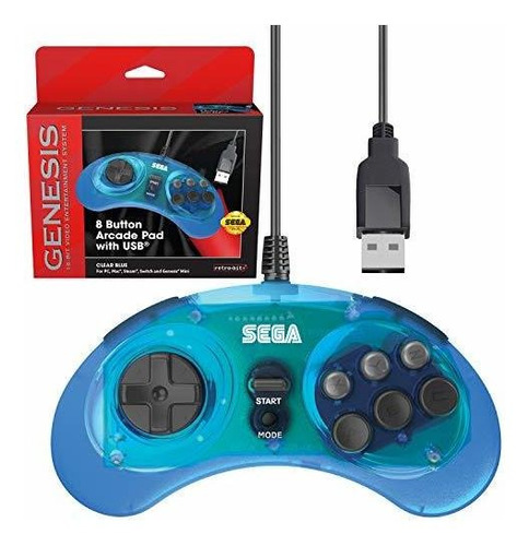 Control Usb Sega Genesis Oficial Retro Bit Con 8 Botones