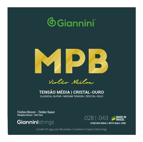 Encordoamento Nylon Tensão Media - Giannini Mpb C/bolinha