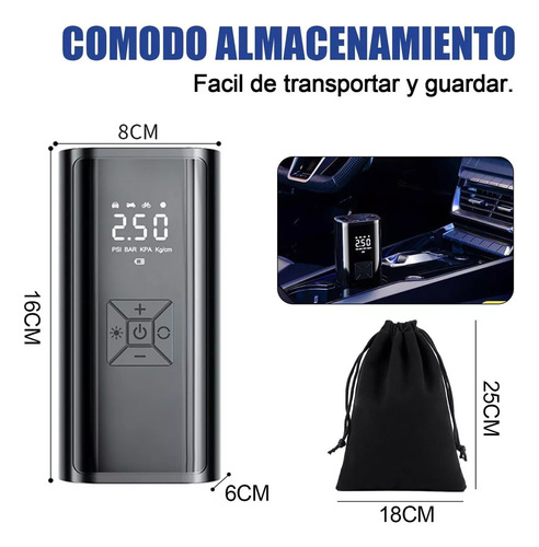 Infinflador De Llantas Inalambrico Portátil Auto Aire Bomba Negro 50 Monofásica