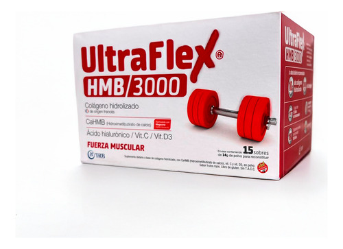 Ultraflex Hmb 3000 Colágeno Fuerza Muscular 15 Sobres Frutos Rojos