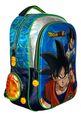 Kit Mochila Dragon Ball Goku Vegeta Lonch Lap Original Prima Azul Azul