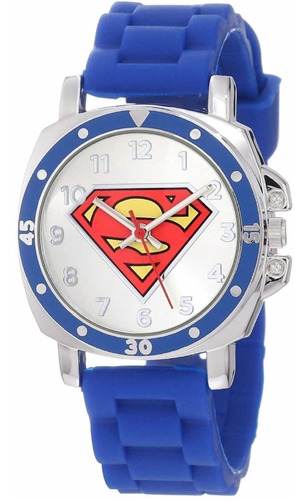 Reloj Dc Comics Para Niños Con Logotipo De Superman Con Color de la correa Azul Color del fondo Blanco