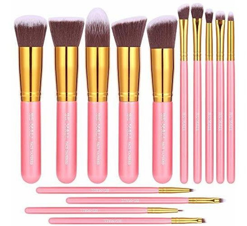 Brochas Para Maquillaje Con Mango Color Rosa Juego 14 Pzas