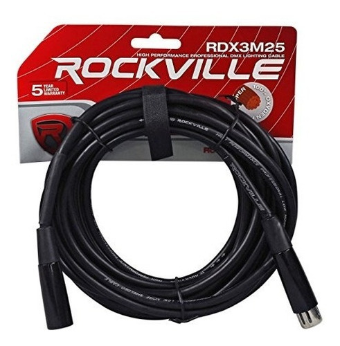 Rockville Rdx3m25 25 3 Pin Dmx Lighting Cable 100%