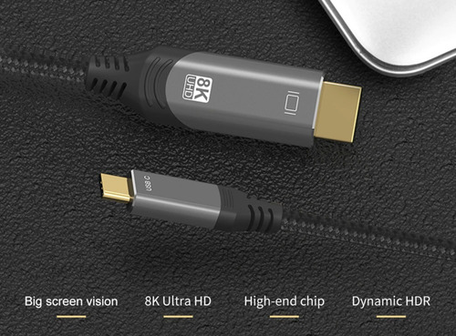 Imagem 3 de 4 de Cabo Usb Tipo C Thunderbolt 3 X Hdmi 4k 120hz