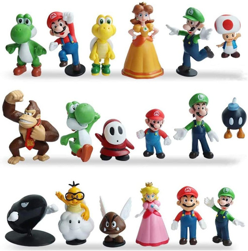 Set18 Figura De Juguete Muñeca Mario Bros Luigi Yoshi Sapo B