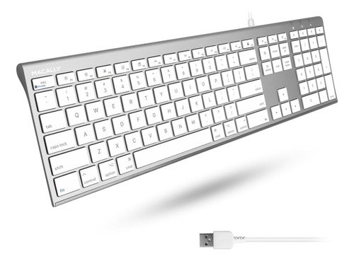 Teclado Macally Ultrafino Con Cable/plateado