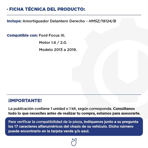Imagen 2 de 9 de Amortiguador Delantero Derecho Ford Focus 13+ - Original