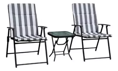Goplus Juego de 5 piezas de muebles de patio para exteriores, mesa redonda  de jardín resistente a la intemperie y 4 sillas plegables (4 sillas tipo