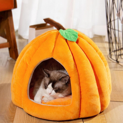 Cama Cucha Cueva Casa Mascota Gato Pequeña Calabaza 40cm Gris