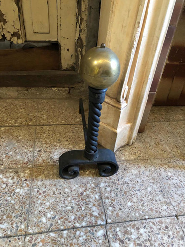 Morillos Para Chimenea De Hierro Y Bocha De Bronce