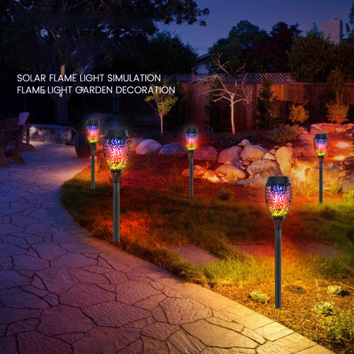 Antorcha Solar De 12 Led Con Luces Parpadeantes Para Jardín