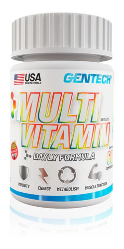 Multivitamin Gentech 60caps Más Energía Más Salud.