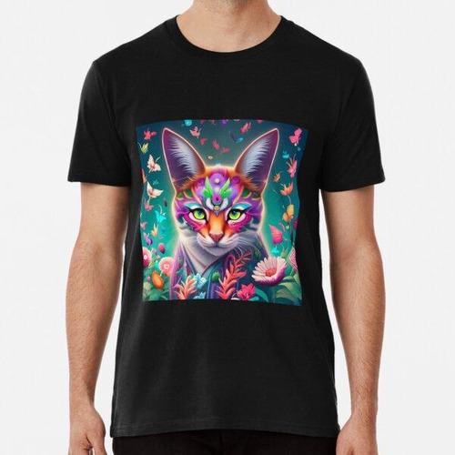 Remera Camiseta Con Estampado De Gato Colorido, Sudadera Con